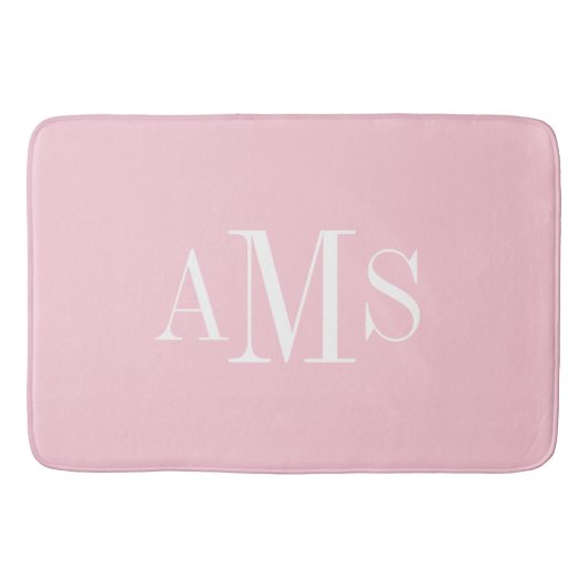 CHIC BATH MAT_ PINK SOLID/WHITE/MONOGRAM BADMAT (Voorkant)