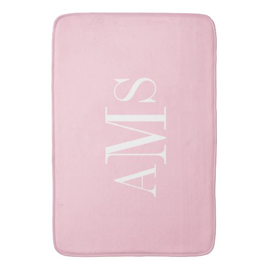CHIC BATH MAT_ PINK SOLID/WHITE/MONOGRAM BADMAT (Voorkant Verticaal)