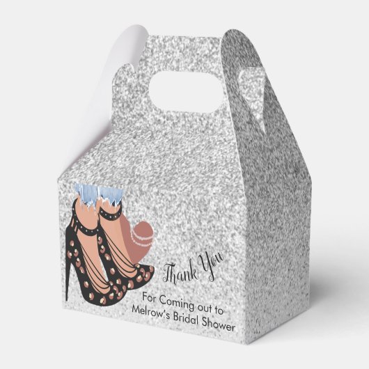 Chic Beauty Mode Glitter Vrijgezellenfeest Bedankdoosjes (Voorkant Zijde)
