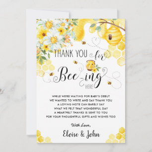 Chic Bee Yellow Ivory Florence Baby shower Bedankkaart