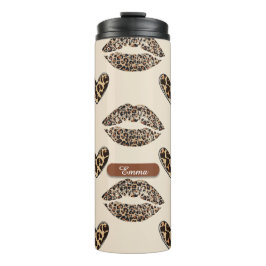 Chic Beige & Black Cheetah Print Thermosbeker
