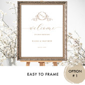 Chic Beige Cream Monogram Huwelijk Welkom Teken Poster