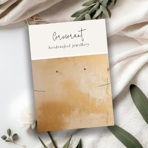 Chic Beige Gold Oil Paint Textuur Oorbel Ketting Visitekaartje