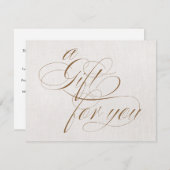 Chic Beige Linen Calligrafie Cadeaubon (Voorkant / Achterkant)