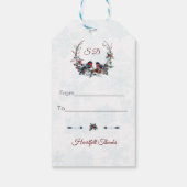 Chic Berries Bullfinch Winterkrans Huwelijk Cadeaulabel (Achterkant)