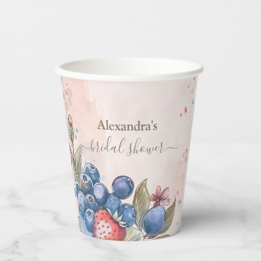 Chic Berry Sweet Strawberry Vrijgezellenfeest Papieren Bekers (Voorkant)