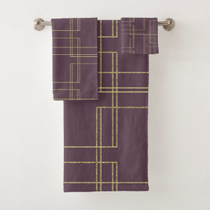 Chic Bes Berry Mauve & Goud Geometrische Glam Bad Handdoek