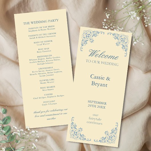 Chic Beurre Vintage Jaune Programme de Mariage Cla