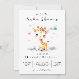 Chic bewerkbaar Giraffe Baby shower Kaart