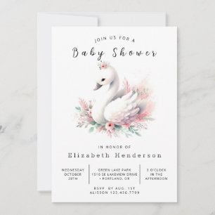 Chic bewerkbaar Swan-Baby shower Kaart