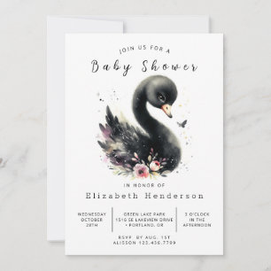 Chic bewerkbaar Swan-Baby shower Kaart