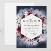 Chic bewerkbare Bourgogne Save The Date (Voorkant / Achterkant)