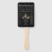 Chic Bewerkbare Krant Trouwprogramma QR-code Handwaaier (Voorkant)