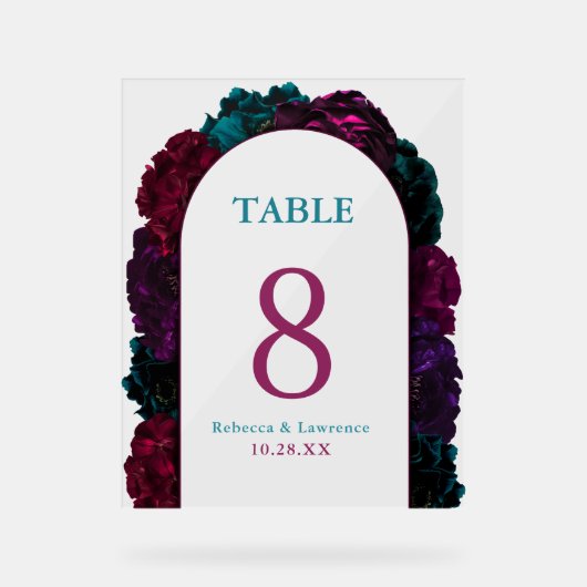 Chic bijou fleurs numéros de table mariage (Recto)