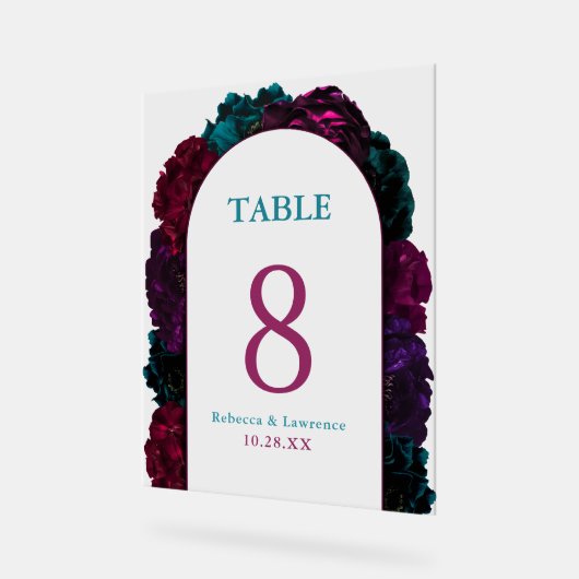 Chic bijou fleurs numéros de table mariage (Angle)