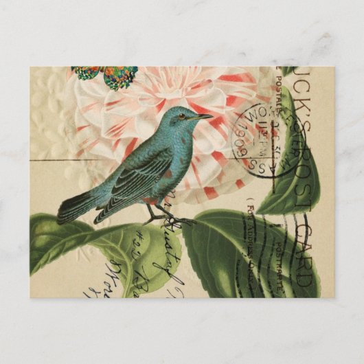 Chic  Bird camellia franse botanische kunst Briefkaart (Voorkant)
