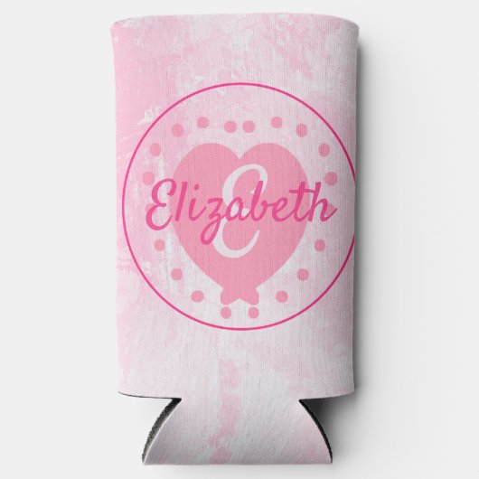 Chic Birthday Monogram Initiaal Girly Pink Heart (Voorkant)