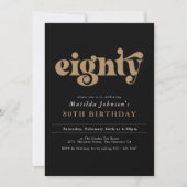 Chic Black and Gold 80th Birthday Party Invitation (Devant)