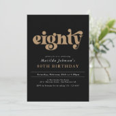 Chic Black and Gold 80th Birthday Party Invitation (Debout devant)