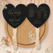 Chic Black and Gold Wedding Program Handwaaier