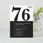 Chic Black and White 76e anniversaire invitation (Debout devant)