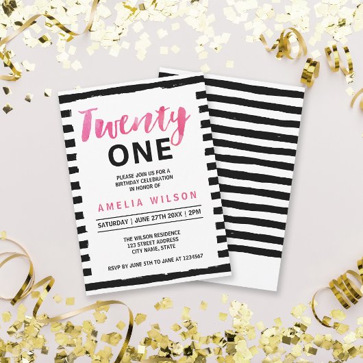 Chic Black and White Invitation du 21e anniversair