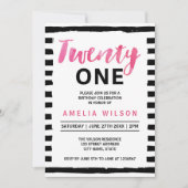 Chic Black and White Invitation du 21e anniversair (Devant)