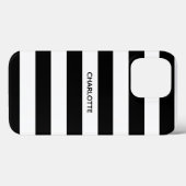 Chic black and white stripes custom name monogram Case-Mate iPhone case (Achterkant (horizontaal))