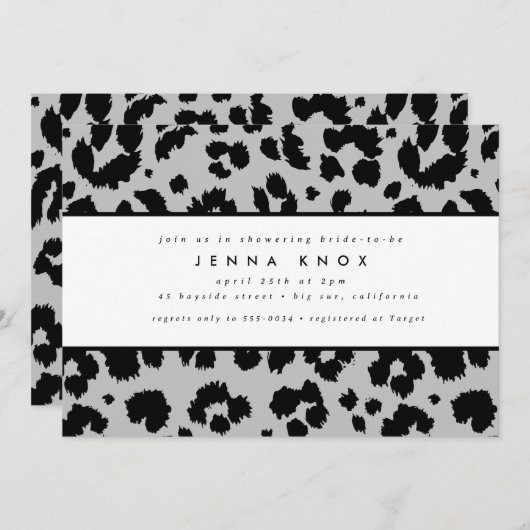 Chic Black Animal Print Leopard Vrijgezellenfeest Kaart (Voorkant / Achterkant)