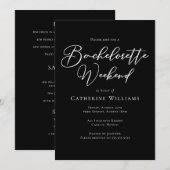 Chic Black Bachelorette Weekend Minimalist Kaart (Voorkant / Achterkant)