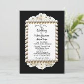 Chic Black $ Blanc Damask Pearl Faire-part de mari (Debout devant)