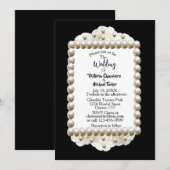 Chic Black $ Blanc Damask Pearl Faire-part de mari (Devant / Derrière)