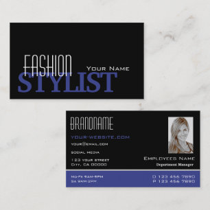 Chic Black Blue en White met Photo Professional Visitekaartje
