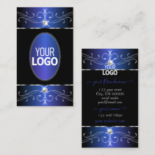 Chic Black Blue Paarse Ornamenten met Logo Visitekaartje