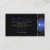 Chic Black Blue Squiggles Sparkle Jewels Monogram Visitekaartje (Achterkant)