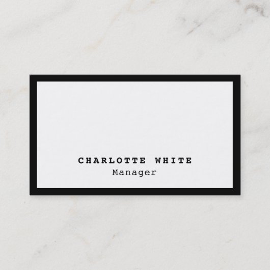Chic Black Border White Professional Modern Plain Visitekaartje (Voorkant)