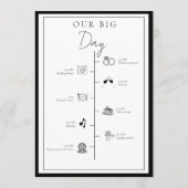 Chic Black Botanical Crest Evenementen Tijdlijn Programma (Achterkant)