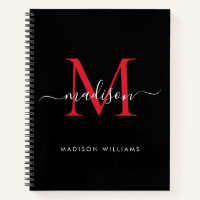 Chic Black Bourgondië Red Girly Monogram Script Na