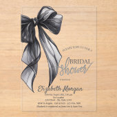 Chic Black Bow Striped Bridal Shower Invitation (Recto)