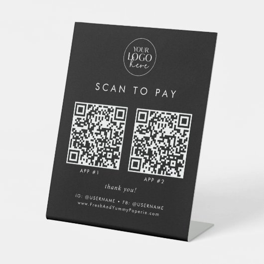 Chic Black Business Logo 2 Apps Scannen om te beta Reclamebord Met Voetstuk (Voorkant)
