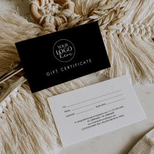 Chic Black Business Logo Certificat cadeau