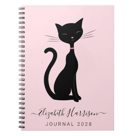 Chic Black Cat Personeelsroze Notitieboek (Voorkant)