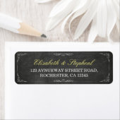 Chic Black Chalkboard Floral Mariage Étiquette de  (En situation)