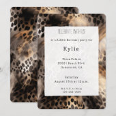 Chic Black Cream Leopard Animal Birthday Kaart (Voorkant / Achterkant)