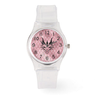 Chic Black Dragon Head & Pink Dragon Scales Horloge
