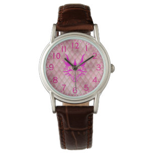 Chic Black Dragon Head & Pink Dragon Scales Horloge