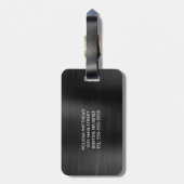 Chic Black Dripping Glitter Brusal Monogram Bagagelabel (Achterkant verticaal)