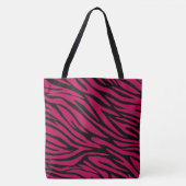 Chic Black en Berry Red Zebra Print Groot Tas (Voorkant)
