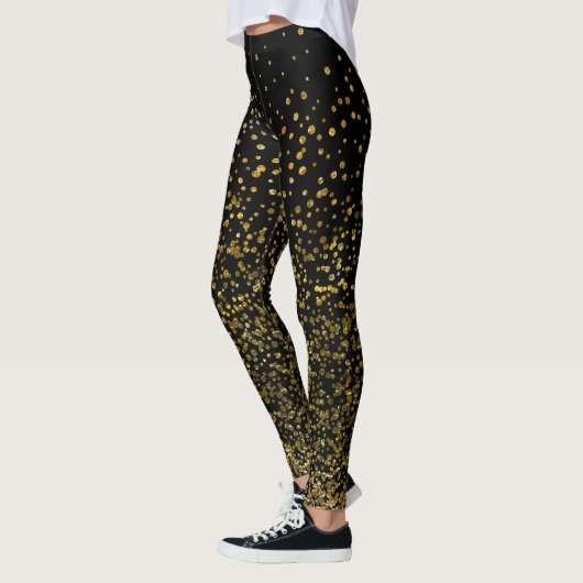 Chic Black en Gold | Faux Foil Confetti Stippen Leggings (Links)