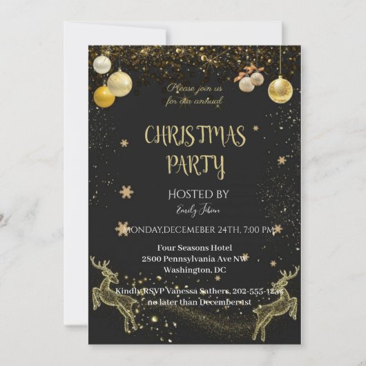 Chic Black en Gold Save The Date (Voorkant)